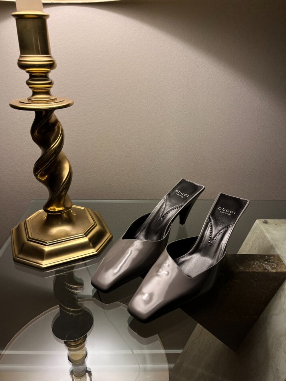 Gucci Interlocking G Patent Leather Mules